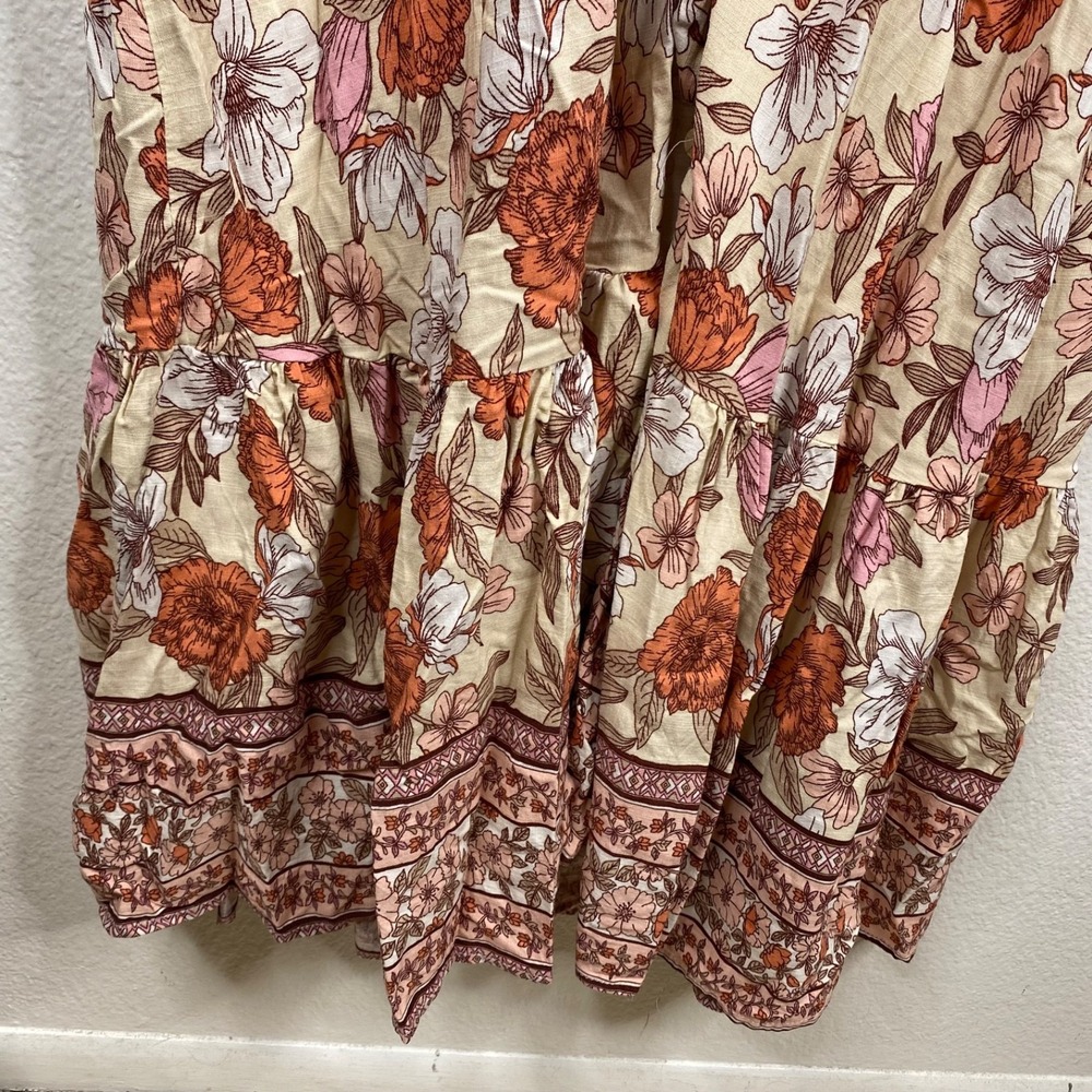 Petal & Pup Fraser Floral Maxi Dress Cream Orange Pink Women's Size 10 Boho - Picture 7 of 15